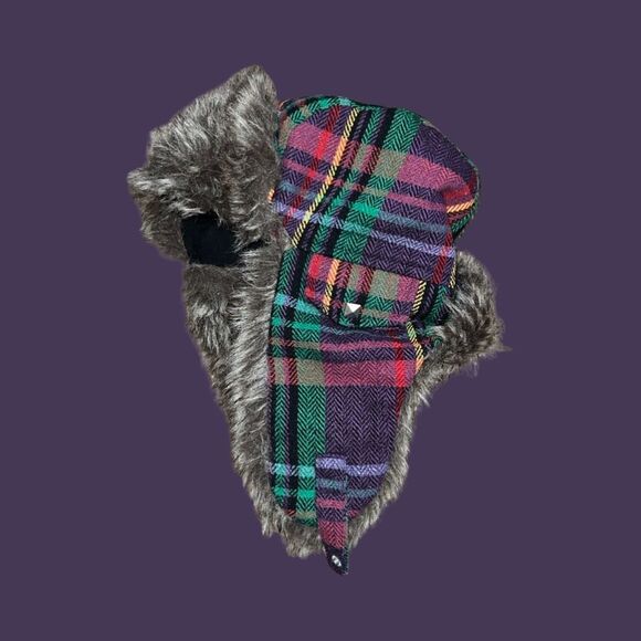 Faux Fur Multi Colored Trapper Hat One Size Adult - Picture 3 of 4